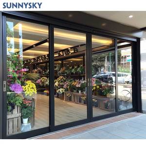 Sunnysky Commercial vitrine de magasin moderne portes coulissantes en verre portes d'entrée en aluminium fibre de verre extérieur grandes portes en verre - Product Image 3