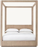 Lit double à baldaquin en bois de chêne de luxe, taille classique, dernier design, artisanal, haut de gamme, élégant et simple, pour chambre à coucher