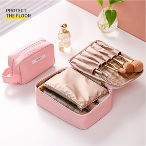 Sac de maquillage portable en tissu Oxford, grande capacité, poignée souple, couleurs macaron, organisateur de cosmétiques pour le rangement à domicile, été 2024 - Product Image 3