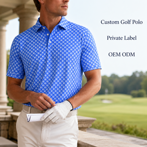 Camiseta de Polo de Golf con Estampado de Puntos Azules Personalizada, para Hombre, de Alto Rendimiento, Secado Rápido, Elástica, Absorbente de Humedad, Fabricante de Marca Privada OEM ODM - Product Image 1