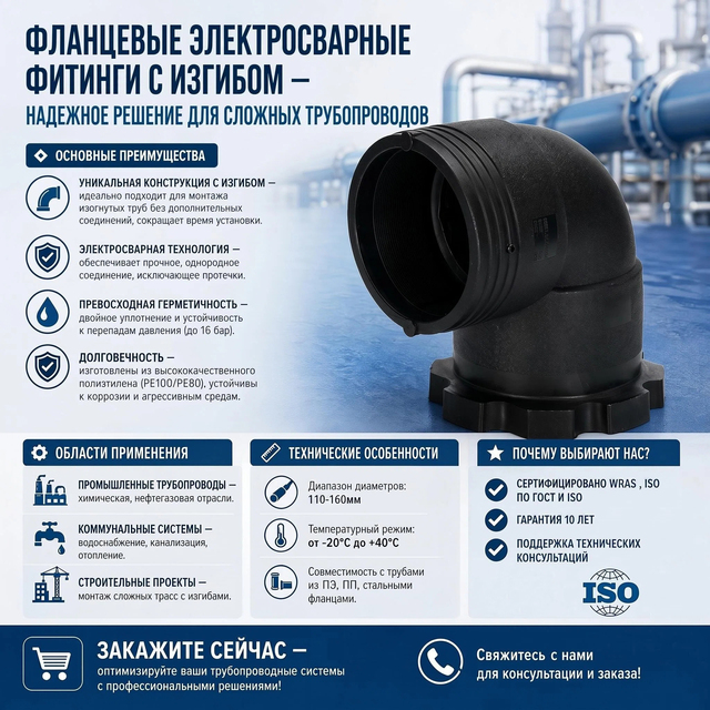 High Pressure HDPE Electrofusion Stub End Flange with Elbow for Curved Pipeline Systems-Flexible and Convenient Installation