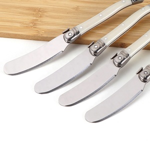 Couteau à beurre <span class=keywords><strong>Laguiole</strong></span> en acier inoxydable avec manche en plastique blanc, spatule à beurre multifonctionnelle, épandeur de confiture, trancheur à gâteau, trancheur à <span class=keywords><strong>fromage</strong></span> - Product Image 6
