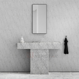 <span class=keywords><strong>Lavabo</strong></span> da <span class=keywords><strong>Bagno</strong></span> in Travertino Personalizzato Newstar con Ampio Piano d'Appoggio, Lavandino a Colonna Autoportante in Marmo Travertino - Product Image 5