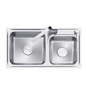 304 Stainless Steel <b>Kitchen</b> <b>Sink</b> Undermount Double Basin 1.0mm Thick Polished Surface Easy To Clean - Product Image 3
