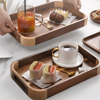 Plateau de service en bois de noyer naturel et écologique, avec poignée en bois personnalisée, pour table basse – Vente en gros
