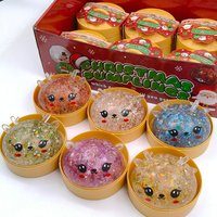 Jouets sensoriels de Noël, jouet squishy en forme de boulette, matériau pailleté, forme de pain vapeur, jouet sensoriel anti-stress, soulagement de l'anxiété 14