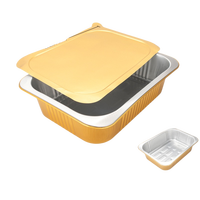 Boîte rectangulaire jetable en aluminium de 750 ml, écologique, de qualité alimentaire, compatible four, avec couvercle en aluminium pour plats à emporter, préparation de repas et cuisson maison
