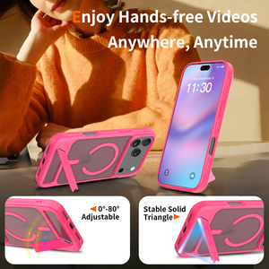 כיסוי טלפון TPU+PC בעיצוב יוקרתי עם מעמד מגנטי לטעינה אלחוטית, מעמד רצועה נשלף, מתאים לדגמי 17 פרו מקס, 16, 15, 14, 13. - Product Image 2