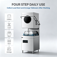 Lave-vaisselle commercial automatique en acier inoxydable à bras multi-jets pour le nettoyage en profondeur de la vaisselle de restaurant