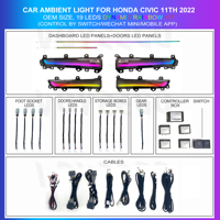 Accesorios de Coche YZG Luz de Ambiente para Decoración Interior Tiras LED de Fibra Óptica de 12V con Aplicación para Honda Civic 2022
