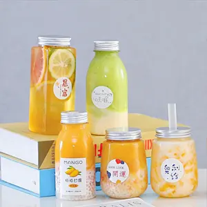 Bán buôn 250ml 500ml vòng vuông dùng một lần rõ ràng Pet nước giải khát uống chai nhựa rỗng với nắp nhôm cho nước trái cây