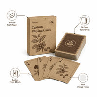 Cartes à Jouer Personnalisées en Papier, Jeu de 54 Cartes, Finition Mate, Motif Café Botanique, Cartes Cadeaux Promotionnelles avec Boîte Kraft Non Emballée