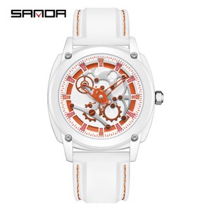 นาฬิกาควอตซ์ Sanda 3235 หน้าปัดเกียร์ดีไซน์สร้างสรรค์ สายซิลิโคนเท่ๆ กันน้ำ นาฬิกาข้อมือลำลองสำหรับนักเรียนและเล่นกีฬา - Product Image 2