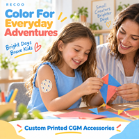 Patchs CGM pour enfants RECOO, couleurs variées, imprimés sur mesure, protections de capteur, adhésifs imperméables, sur-pansements, fabrication OEM sous marque privée