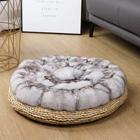 Coussin de siège rond en vraie fourrure de renard, coussin de chaise en peluche douce, tapis de sol en fourrure de renard naturelle argentée pour la décoration du salon et du canapé à la maison