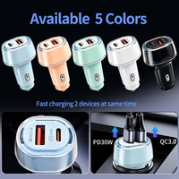 Chargeur de voiture électrique portable 55W PD30W QC3.0 25W avec double port USB, chargeur de voiture à allume-cigare transparent, idéal pour un cadeau
