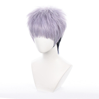 Perruque de cosplay Ainizi de 30 cm, courte, violette mélangée à du noir, personnage de Mitsuya Takashi, de Tokyo Revengers