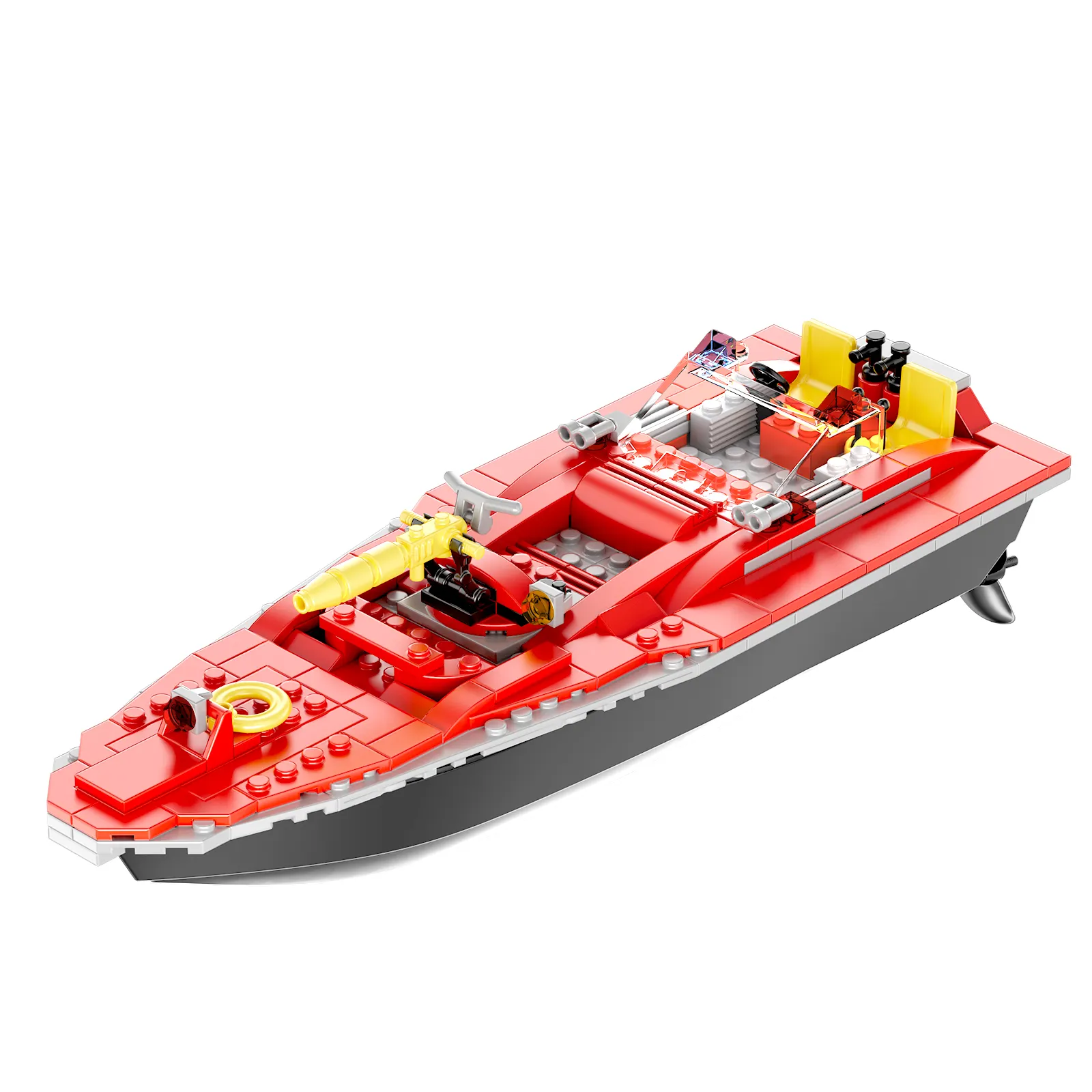 V106 City Fire Rescue Boat Building Block Set Toys STEM Firefighting RC Racing Boat Model For Pool Kids Toys Legoings