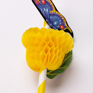 Colorful Disposable Paper Straws With Butterfly 3D Decor Party Beverage Accessories Random Color Straight Pipe - Product Image 3