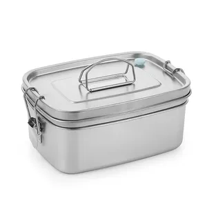 Custom Logo Durable Leakproof Sealed 1500ml Stainless Steel Bento Lunch Box with Breathable Valve