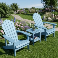 Ensemble de chaises d'extérieur modernes en HDPE avec table d'appoint, mobilier de patio, chaise de plage imperméable, chaise de jardin, chaise Adirondack pour l'extérieur