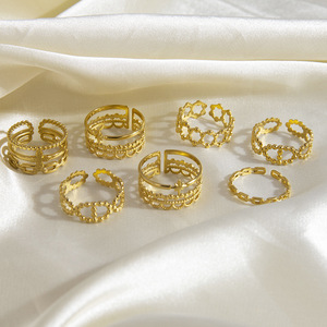 Geometric Hollow Adjustable <b>Opening</b> <b>Ring</b> Gold Color Unisex Fashion Jewelry Gift Yiwu Origin - Product Image 1