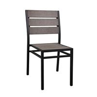 Ensemble de table et chaises en métal pour restaurant extérieur, bistrot, café, empilable, aluminium noir, chaise en bois de grange, couleur bois plastique