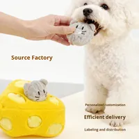 Jouet sonore interactif Kaidile pour chien, best-seller, en peluche écologique, motif dessin animé, souris à nourriture cachée, balle à mâcher