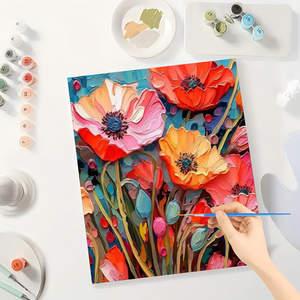Kit de <span class=keywords><strong>Pintura</strong></span> por Números de <span class=keywords><strong>Amapolas</strong></span> Vibrantes para Adultos - Lienzo Ecológico DIY Amapola Colorida 16x20 Pulgadas Sin Marco Regalos de Arte - Product Image 3