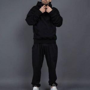 Conjunto de sudaderas con capucha gruesas de lana de 400G para hombre, sudaderas con capucha lisas en blanco de talla grande, conjunto de dos piezas bordado con logotipo personalizado para hombre - Product Image 5
