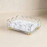 Transparenter Acryl-Serviettenhalter mit Goldmetallbasis Eleganter Taschentuch-Organizer für Esstisch Badezimmer-Waschtisch
