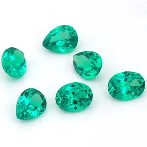 Hot Sale Lab Grown Hydrothermal Emerald Pear and Oval Cut Genuine Emerald Stone Prices