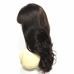 Perruques de qualité supérieure style vague avec <span class=keywords><strong>frange</strong></span>, cheveux brésiliens vierges Remy, perruque <span class=keywords><strong>longue</strong></span> à dentelle transparente pour femmes - Product Image 3