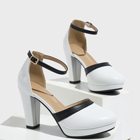 QUEENIGMA Classique à contraste de couleurs, plateforme, talon épais, sexy, rehausseur de taille, soutien de la voûte plantaire, léger, bride de cheville, bout ouvert, usage quotidien