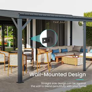 3*4m Mur Monté en Acier Galvanisé Hardtop Patio Shelter Lean Gazebo avec Système de Drainage pour Backyard Deck Porch Plus - Product Image 6