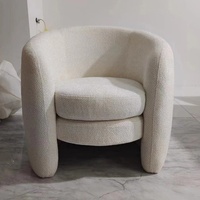 Fauteuil d'appoint individuel rond en lin et velours, design nordique moderne, pour salon de projet hôtelier