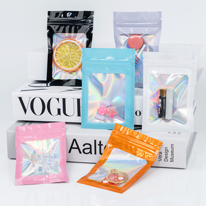 Custom Logo Hole Flat <b>Pouch</b> Three Side Seal Bag Matte Aluminum Foil Ziplock Bag Window Colorful 3 Side <b>Zip</b> Food Grade Milk - Product Image 5
