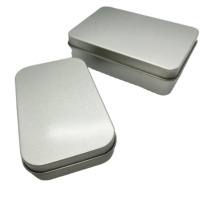 Boîte en étain argentée personnalisée avec logo / Boîte en métal carrée vide / Boîte en étain rectangulaire argentée