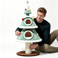 Arbre à chat de Noël moderne et luxueux, tour d'escalade pour chat d'intérieur, griffoir en peluche, maison pour chat avec jouet, matériau en sisal, 4 niveaux, en carton