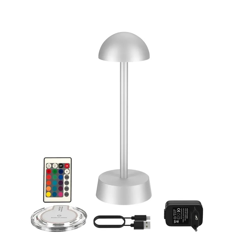 LED Rechargeable Desk Lamp with Remote Controller and Inductive Charging Base Cordless Table Light