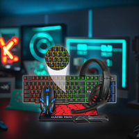 Clavier de jeu mécanique ergonomique RGB 104 touches avec rétroéclairage LED, interface USB, ensemble combo 4-en-1 – Comprend souris, casque et tapis de souris