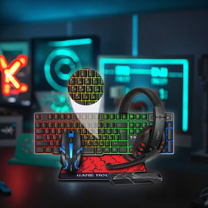 <span class=keywords><strong>Clavier</strong></span> de jeu <span class=keywords><strong>mécanique</strong></span> ergonomique RGB 104 touches avec interface USB rétroéclairée par LED Ensemble combiné 4 1-Comprend un casque de souris Tapis de souris - Product Image 5