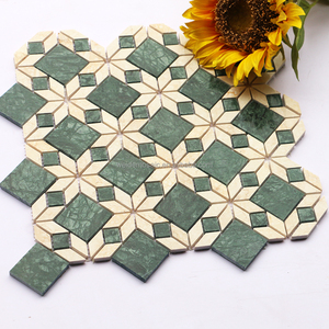 Retro cổ điển thiết kế màu be màu xanh lá cây mô hình Gạch Mosaic sàn tường Hong Kong phong cách đá cẩm thạch Gạch Mosaic - Product Image 4