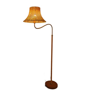 Lampadaire en bambou avec abat-jour en paille tressée, hauteur réglable, source lumineuse LED, pour salon, chambre à coucher, utilisation en extérieur - Product Image 5