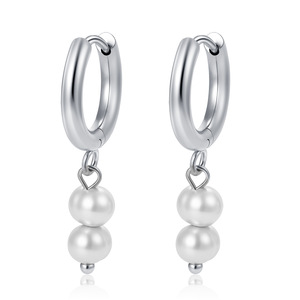 Boucles d'oreilles pendantes baroques en perles d'eau douce, bijoux de demoiselle d'honneur, en acier inoxydable plaqué or 18 carats, boucles d'oreilles créoles pour femme - Product Image 4