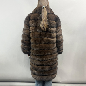 Женское модное пальто из натурального меха лисы <span class=keywords><strong>2026</strong></span> года с большим воротником, эксклюзивное роскошное зимнее теплое пальто-тренч из натурального меха лисы - Product Image 3