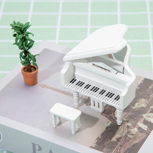 1:12 Miniature bois maison de poupée bricolage poche meubles Simulation modèle avec Triangle Piano cadre ornements - Product Image 4