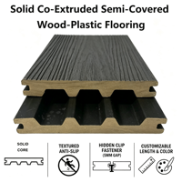 Planches de terrasse WPC solides co-extrudées semi-capsulées 150mmx23mm, étanches, écologiques, couleur personnalisée, pour jardin et parc, longueur sur mesure