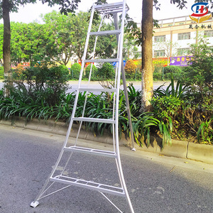 Aluminum Alloy Single Side Folding <b>Ladder</b> 12ft 5-6 Steps Manual Lock Garden Use - Product Image 1