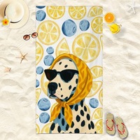 Serviette de bain de plage en microfibre à séchage rapide, motif animaux de dessin animé, mignonne et portable pour l'été